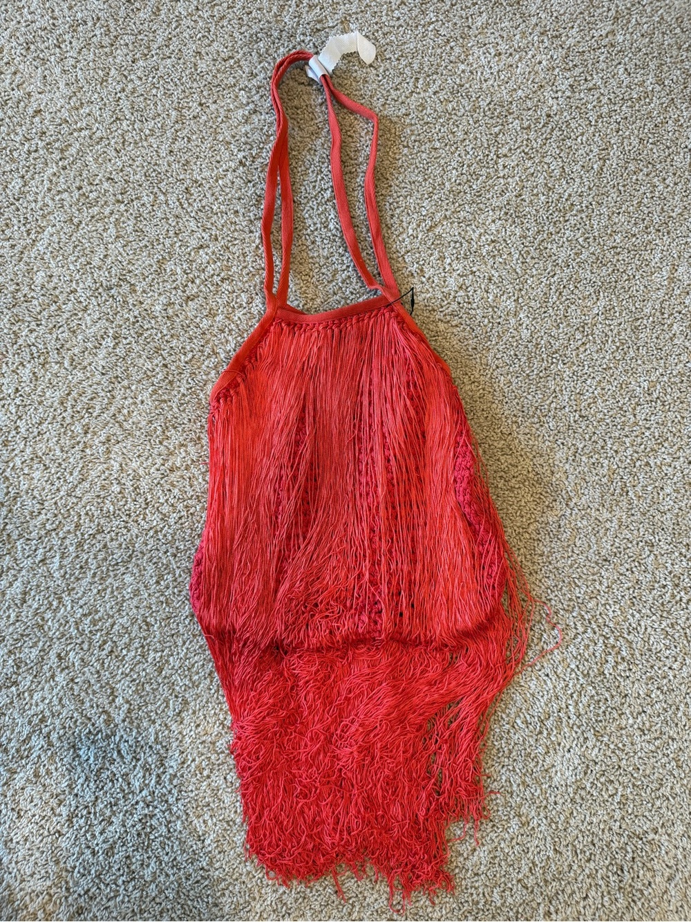 Zara Red Fringe Shoulder Bag